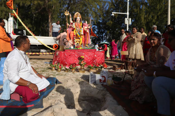A vibrant Diwali festival celebration with lanterns and decorations in Mauritius